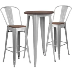 Flash Furniture 24" Round Metal Bar Table Set with Elm Wood Top and 2 Stools -Flash Furniture Sale Store GUEST 2d25539a 38b8 4996 9079 d1604bc653c2