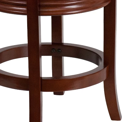 Flash Furniture 24" Backless Swivel Wood Counter Height Stool with LeatherSoft Seat 6 Flash Furniture 24" Backless Swivel Wood Counter Height Stool with LeatherSoft Seat - Image 6