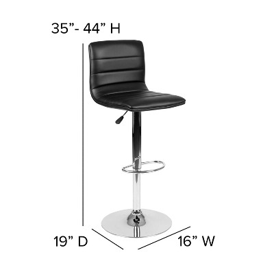 Flash Furniture Modern Vinyl Adjustable Height Barstool with Horizontal Stitching 5 Flash Furniture Modern Vinyl Adjustable Height Barstool with Horizontal Stitching - Image 5