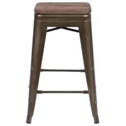 Flash Furniture 24-Inch Metal Counter-Height Bar Stools with Elm Wood Seat, Set of 4 -Flash Furniture Sale Store GUEST 2f2b1246 64cf 45dd 9efa 28ffa6d6cc15