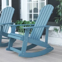 Flash Furniture Savannah All-Weather Poly Resin Wood Adirondack Rocking Chair