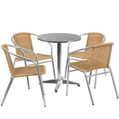 Flash Furniture Lila 23.5'' Round Aluminum Indoor-Outdoor Table Set With 4 Rattan Chairs -Flash Furniture Sale Store GUEST 30e62a93 2909 4dcf b6a8 e0b09f2b9504