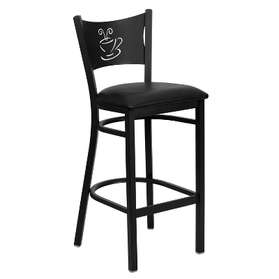 Flash Furniture Black Coffee Back Metal Barstool with Padded Seat 6 Flash Furniture Black Coffee Back Metal Barstool with Padded Seat - Image 6
