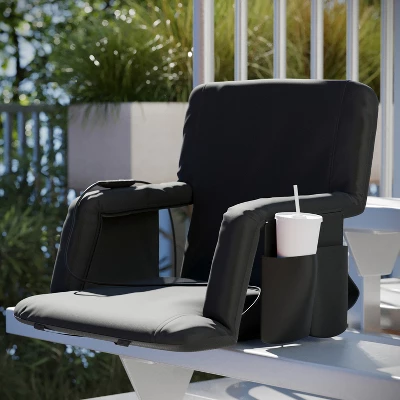 Flash Furniture Extra Wide Foldable Reclining Heated Stadium Chair with Backpack Straps 1 Flash Furniture Extra Wide Foldable Reclining Heated Stadium Chair with Backpack Straps