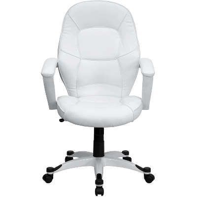 Flash Furniture White LeatherSoft Mid-Back Executive Swivel Office Chair 3 Flash Furniture White LeatherSoft Mid-Back Executive Swivel Office Chair - Image 3