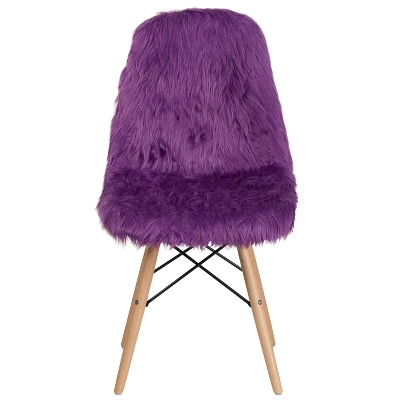 Flash Furniture Shaggy Dog White Faux Fur Accent Chair with Wood Legs 8 Flash Furniture Shaggy Dog White Faux Fur Accent Chair with Wood Legs - Image 8
