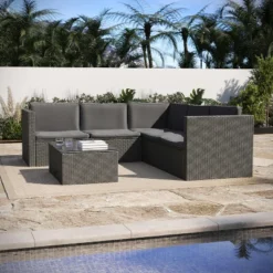 Flash Furniture Roan Indoor/Outdoor L-Shaped Sectional with Coffee Table & Cushions -Flash Furniture Sale Store GUEST 33b55f84 215a 4783 9d95 ac73108873d4