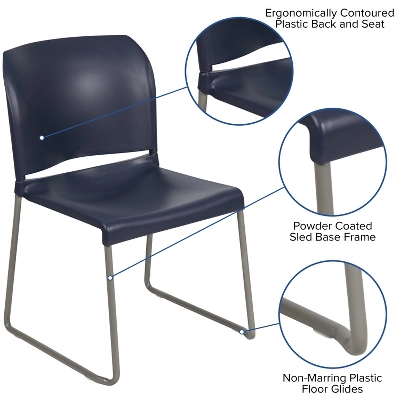 Flash Furniture HERCULES Series 880 Lb. Capacity Navy Full Back Contoured Stack Chair 4 Flash Furniture HERCULES Series 880 Lb. Capacity Navy Full Back Contoured Stack Chair - Image 4