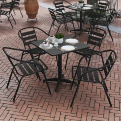 Flash Furniture Lila 27.5'' Square Aluminum Indoor-Outdoor Table Set With 4 Slat Back Chairs -Flash Furniture Sale Store GUEST 36ac4170 7210 4312 82c7 f23ee224f875