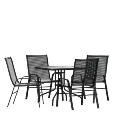 Flash Furniture 5 Piece Outdoor Patio Dining Set - Tempered Glass Table & 4 Chairs -Flash Furniture Sale Store GUEST 385ea205 47e0 48a8 85d6 a0f2eb86276e