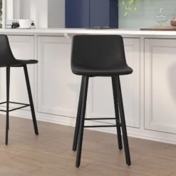 Flash Furniture Caleb Modern Armless 30 Inch Bar Height Stools with Iron Frames - Set of 2