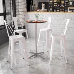 Flash Furniture 24" Round Wood Cocktail Table with 30" and 42" Height Columns