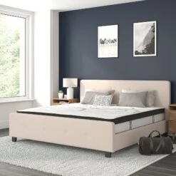 Flash Furniture Tribeca Tufted Upholstered Platform Bed with 10 Inch Mattress