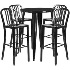 Flash Furniture Commercial Grade 30" Round Metal Indoor-Outdoor Bar Table Set with 4 Vertical Slat Back Stools -Flash Furniture Sale Store GUEST 3aa0c8ca 50a7 41df 8703 d66cb894c3d6