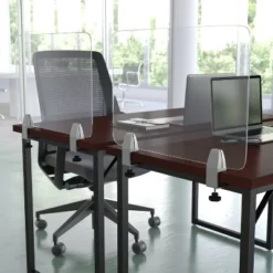 Flash Furniture Clear Acrylic Desk Partition with Adjustable Clamps