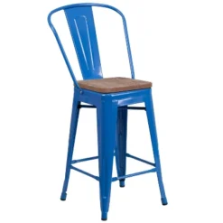Flash Furniture 24" Metal Counter Stool with Curved Back and Wood Seat -Flash Furniture Sale Store GUEST 3bf58ecf 9d15 40bb be26 a24b10f2cec4