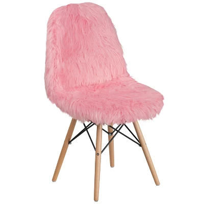 Flash Furniture Shaggy Dog White Faux Fur Accent Chair with Wood Legs 12 Flash Furniture Shaggy Dog White Faux Fur Accent Chair with Wood Legs - Image 12