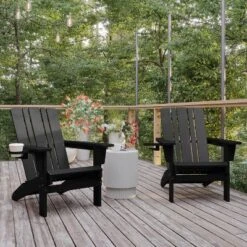 Flash Furniture Halifax Adirondack Chair with Cup Holder - Set of 2