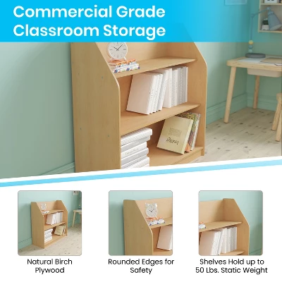 Flash Furniture 3-Shelf Wooden Book Display with Kid-Safe Curved Edges 2 Flash Furniture 3-Shelf Wooden Book Display with Kid-Safe Curved Edges - Image 2