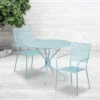 Flash Furniture Oia Commercial Grade 35.25" Round Steel Patio Table Set with 2 Chairs