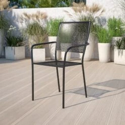 Flash Furniture Commercial Grade Indoor-Outdoor Steel Patio Arm Chair