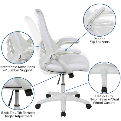 Flash Furniture Porter High Back White Mesh Ergonomic Swivel Office Chair 4 Flash Furniture Porter High Back White Mesh Ergonomic Swivel Office Chair - Image 4