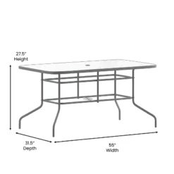 Flash Furniture Tory 31.5" x 55" Rectangular Glass Metal Outdoor Table with Umbrella Hole -Flash Furniture Sale Store GUEST 416f78d6 cc06 4dda 9eb7 68bf679a85b9