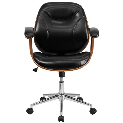 Flash Furniture Tansia Mid-Back LeatherSoft Executive Ergonomic Wood Swivel Office Chair 8 Flash Furniture Tansia Mid-Back LeatherSoft Executive Ergonomic Wood Swivel Office Chair - Image 8