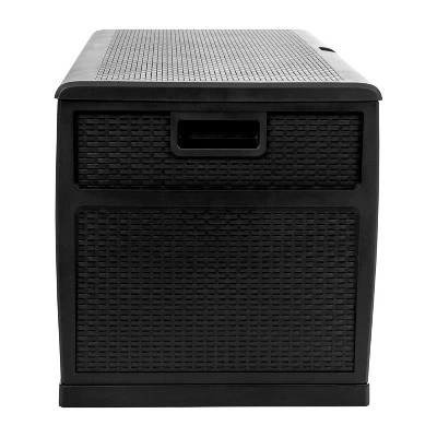 Flash Furniture 120 Gallon Wicker-Style Outdoor Storage Deck Box and Bench 6 Flash Furniture 120 Gallon Wicker-Style Outdoor Storage Deck Box and Bench - Image 6