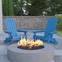 Flash Furniture Charlestown Set of 2 All-Weather Poly Resin Folding Adirondack Chairs