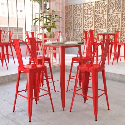 Flash Furniture Declan Commercial 30" Round Indoor/Outdoor Bar Height Dining Table 3 Flash Furniture Declan Commercial 30" Round Indoor/Outdoor Bar Height Dining Table - Image 3