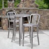 Flash Furniture 24" Round Metal Indoor-Outdoor Bar Table Set with 2 Stools