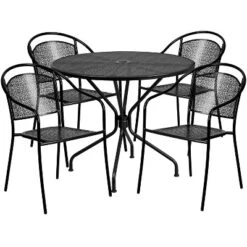Flash Furniture Oia Commercial Grade 35.25" Round Indoor-Outdoor Steel Patio Table Set with 4 Chairs -Flash Furniture Sale Store GUEST 450ff015 06fa 4bc9 88f2 4ceedd7e5f44