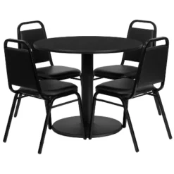 Flash Furniture 36'' Round Laminate Table Set with 4 Trapezoidal Back Banquet Chairs -Flash Furniture Sale Store GUEST 45e27917 4f02 4061 89b1 91c49de6199d