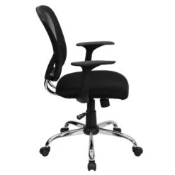 Flash Furniture Mid-Back Black Mesh Swivel Task Chair with Chrome Base