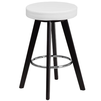 Flash Furniture Trenton Series 24" Contemporary Vinyl Counter Stool with Cappuccino Wood Frame 3 Flash Furniture Trenton Series 24" Contemporary Vinyl Counter Stool with Cappuccino Wood Frame - Image 3