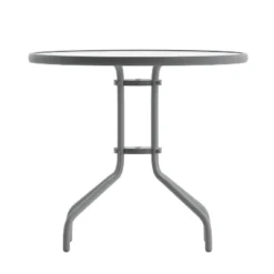 Flash Furniture Bellamy 31.5'' Silver Round Tempered Glass Metal Table -Flash Furniture Sale Store GUEST 48149977 5f1b 4c61 acfa a4dfc719324d