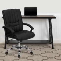 Flash Furniture Mid-Back Black LeatherSoft Manager's Office Chair with Arms