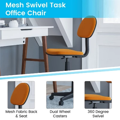 Flash Furniture Light Orange Adjustable Student Swivel Task Chair with Padded Mesh Seat 2 Flash Furniture Light Orange Adjustable Student Swivel Task Chair with Padded Mesh Seat - Image 2