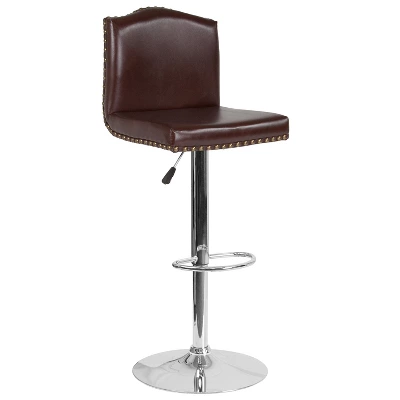 Flash Furniture Bellagio Contemporary Adjustable Height Crown Back Barstool with Accent Nail Trim 15 Flash Furniture Bellagio Contemporary Adjustable Height Crown Back Barstool with Accent Nail Trim - Image 15