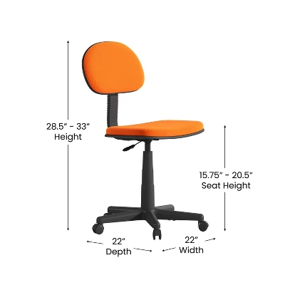 Flash Furniture Light Orange Adjustable Student Swivel Task Chair with Padded Mesh Seat 3 Flash Furniture Light Orange Adjustable Student Swivel Task Chair with Padded Mesh Seat - Image 3