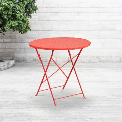 Flash Furniture Oia Commercial Grade 30" Round Indoor-Outdoor Steel Folding Patio Table 1 Flash Furniture Oia Commercial Grade 30" Round Indoor-Outdoor Steel Folding Patio Table
