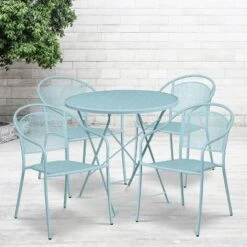 Flash Furniture Oia Commercial Grade 30" Round Folding Patio Set with 4 Chairs