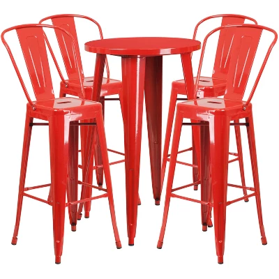 Flash Furniture Commercial Grade 24" Round Metal Bar Table Set with 4 Cafe Stools 7 Flash Furniture Commercial Grade 24" Round Metal Bar Table Set with 4 Cafe Stools - Image 7