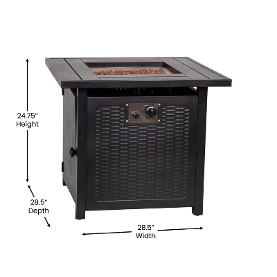 Flash Furniture 28" Square Outdoor Propane Fire Pit Table with Lid and Lava Rocks 9 Flash Furniture 28" Square Outdoor Propane Fire Pit Table with Lid and Lava Rocks - Image 9