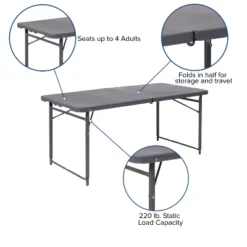 Flash Furniture 4-Foot Adjustable Bi-Fold Folding Table - Dark Gray -Flash Furniture Sale Store GUEST 4d44001d 69f5 485d 83b9 8fb045d2f65d
