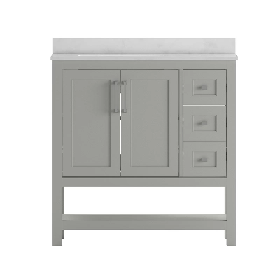 Flash Furniture Vega Bathroom Vanity with Sink and Carrara Marble Countertop 2 Flash Furniture Vega Bathroom Vanity with Sink and Carrara Marble Countertop - Image 2