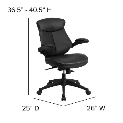 Flash Furniture Kale Mid-Back Black LeatherSoft Executive Swivel Ergonomic Office Chair 3 Flash Furniture Kale Mid-Back Black LeatherSoft Executive Swivel Ergonomic Office Chair - Image 3