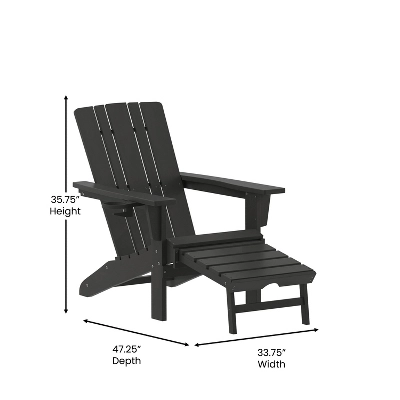 Flash Furniture Halifax HDPE Adirondack Chair with Pull-Out Ottoman & Cup Holder 6 Flash Furniture Halifax HDPE Adirondack Chair with Pull-Out Ottoman & Cup Holder - Image 6