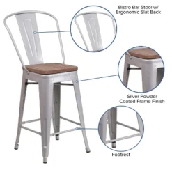 Flash Furniture 24" Metal Counter Stool with Curved Back and Wood Seat -Flash Furniture Sale Store GUEST 4f3e3d5c 2495 4e59 956a fef4552cade4